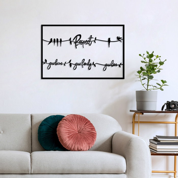 Wallity Respect Your Home Your Family Your Love 2 - Escultura de Pared de Metal Negra Wallity Respect Your Home Your Family Your Love 2 - Escultura de Pared de Metal Negra